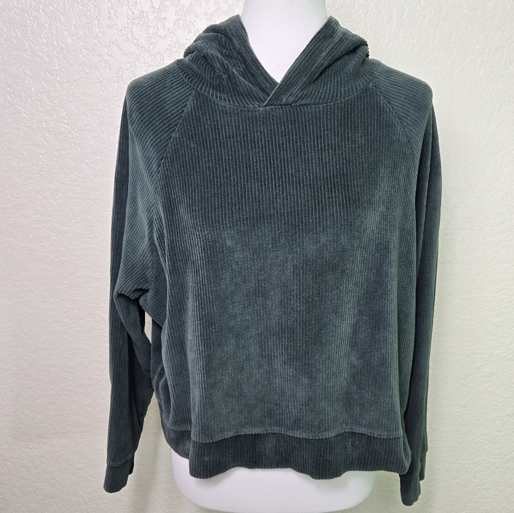 Sezane Cozy Green Hooded Sweatshirt